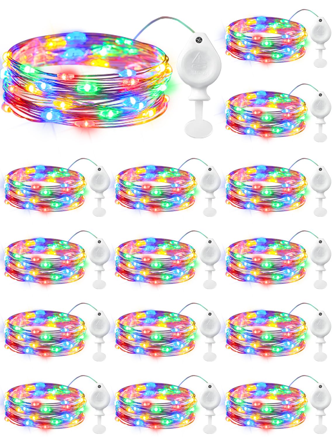 Brightown 14 Pack LED Fairy Lights Battery Operated String Lights, 7ft 20LED Waterproof Silver Wire String Lights, Firefly Starry Moon Lights for Mason Jars DIY Christmas Wedding Party Bedroom
